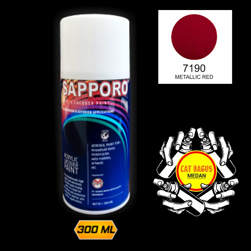 SAPPORO 7190 METALLIC RED CAT SEMPROT 300 ML CAT MOTOR AEROSOL PYLOX MERAH METALIC METALIK TUA PILOK