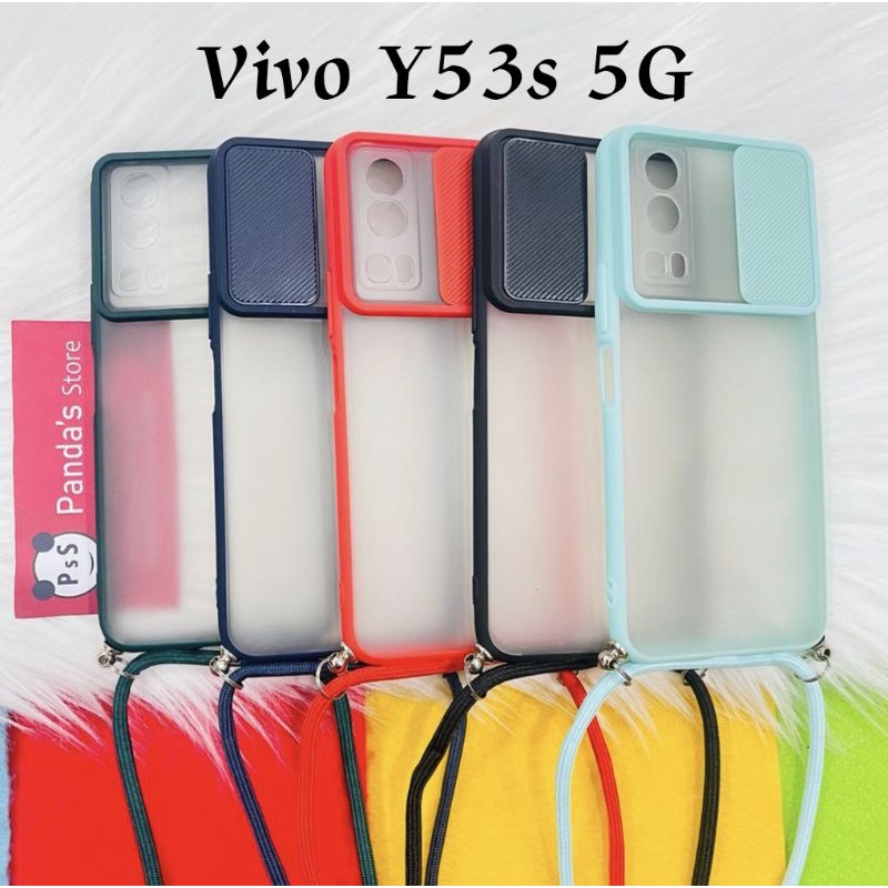 Vivo Y53s 5G Softcase dove sliding camera + Tali Laynard [Premium]