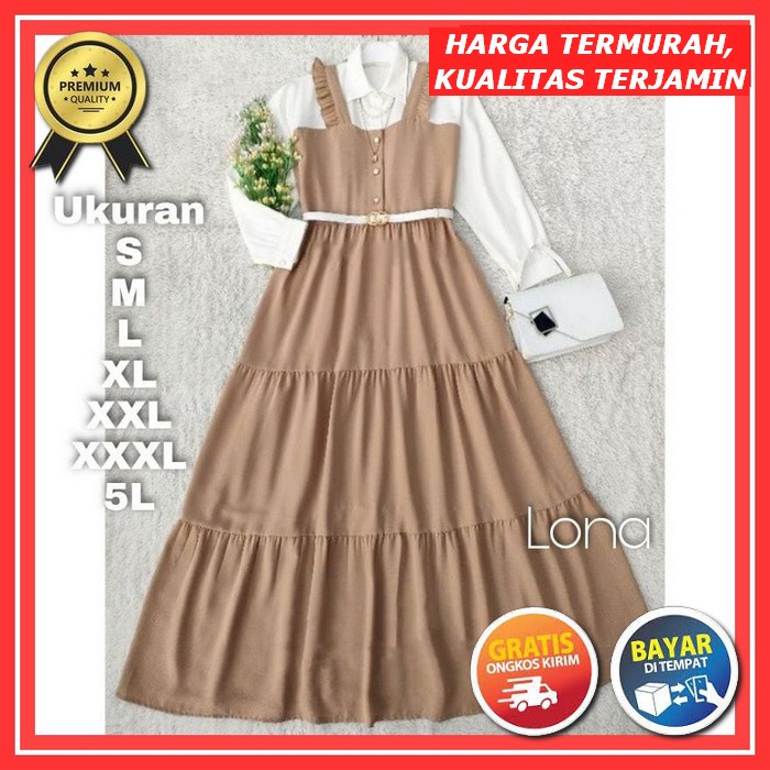 Baju Gamis Wanita Cewek Branded Original Model Sekarang Viral Tiktok Adem B8V5 Perempuan Satin Trend