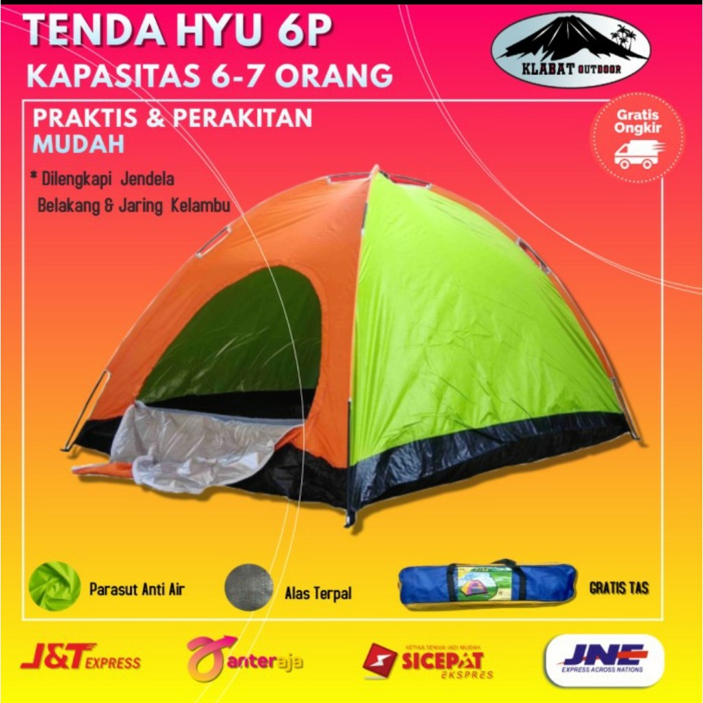 Tenda 6 Orang Dewasa Anak Tenda Kemping Camping Dome Kapasitas 6 6p Orang Besar Alas Terpal Anti Air