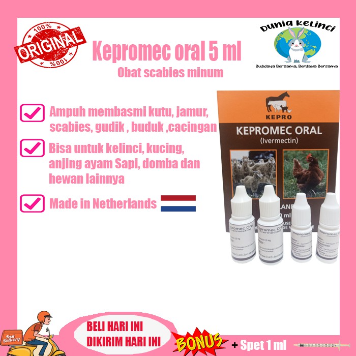 OBAT SCABIES GUDIK KUTU KEPROMEC ORAL 5 ML JAMUR CACING KELINCI KUCING ANJING HAMSTER HEWAN