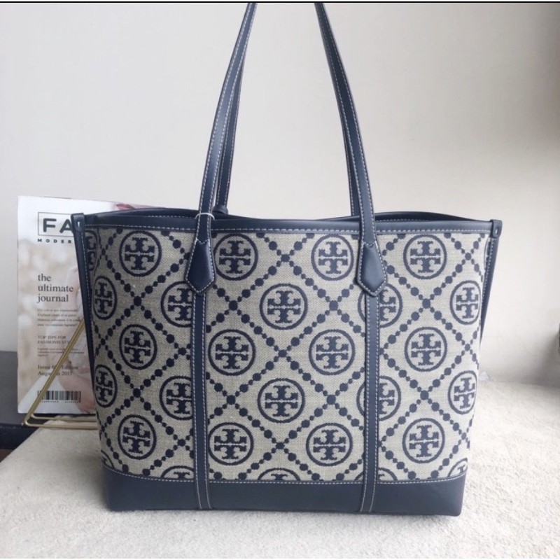 Tory Burch Perry T Monogram Triple Compartment Tote