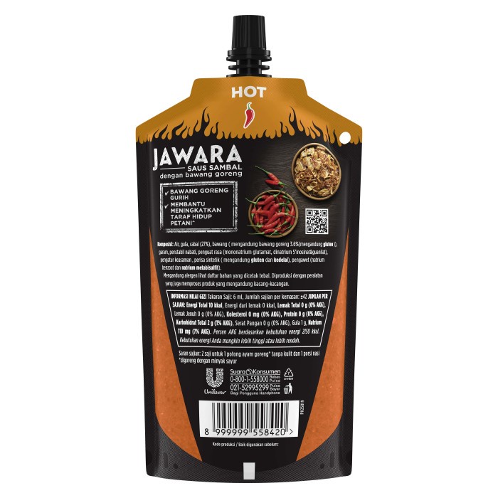 

ds001vv Jawara Saus Hot Pouch 250Ml Fsfs201