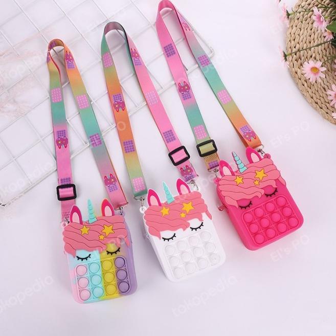 Pop It Sling BAG UNICORN - Tas Selempang Anak Perempuan POP IT mainan H4Q5