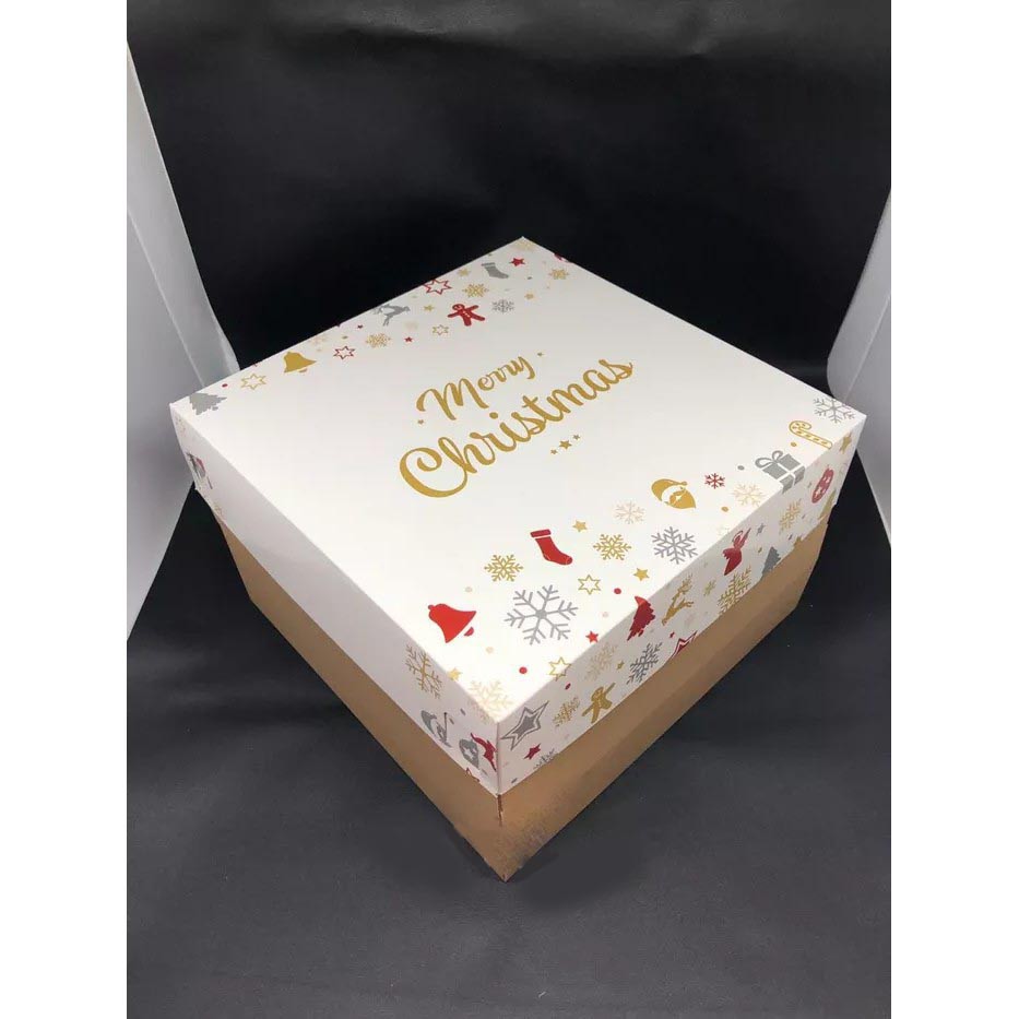 

(5pcs) Dus Cake Natal Box Tart Bolu Pudding Kue Lapis Legit Kotak Packaging Hampers Christmas Dus 30x30x16cm