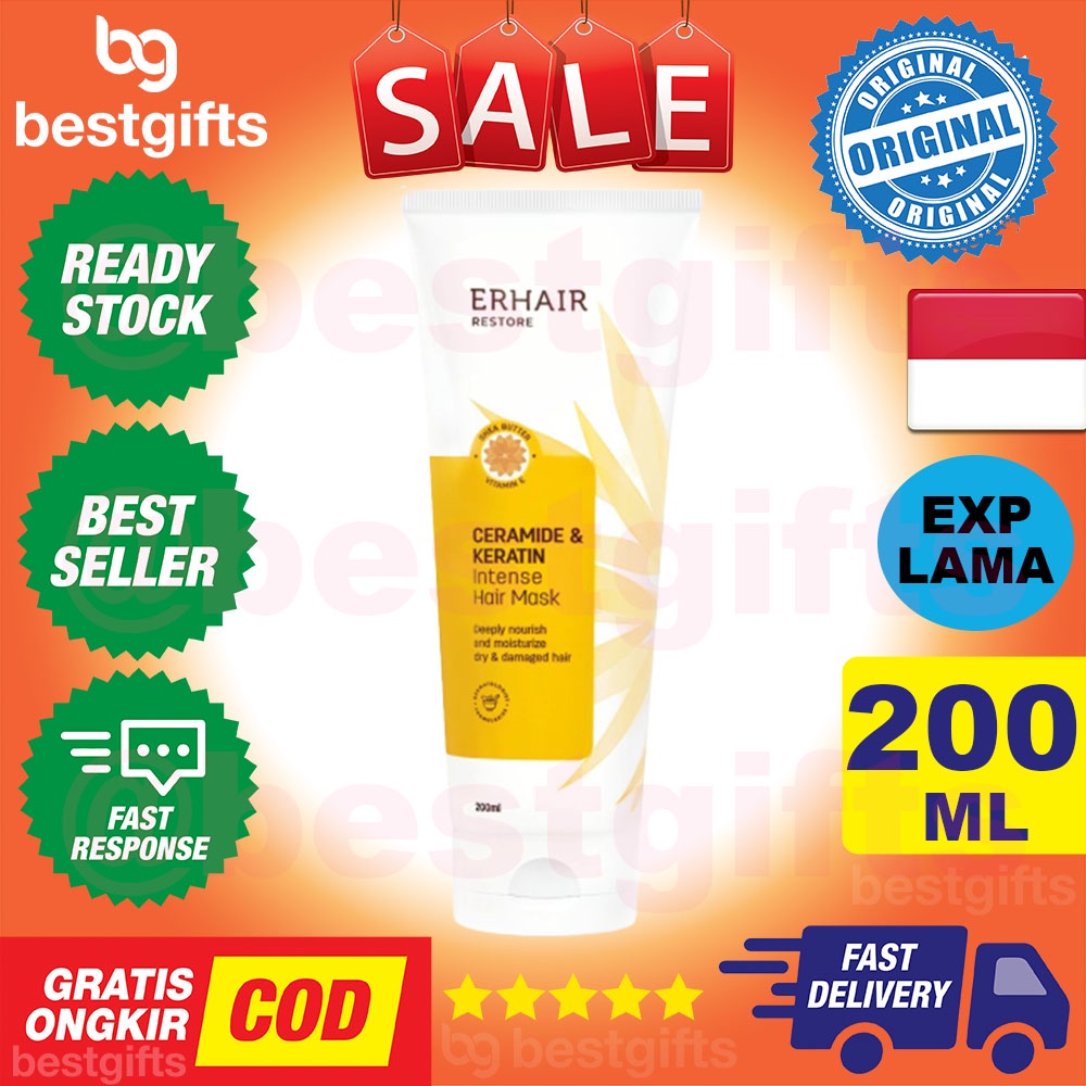 ERHA ERHAIR RESTORE CERAMIDE KERATIN INTENSE HAIR MASK MEMPERBAIKI RAMBUT KERING RUSAK AKIBAT HEAT STYLING 200 ML