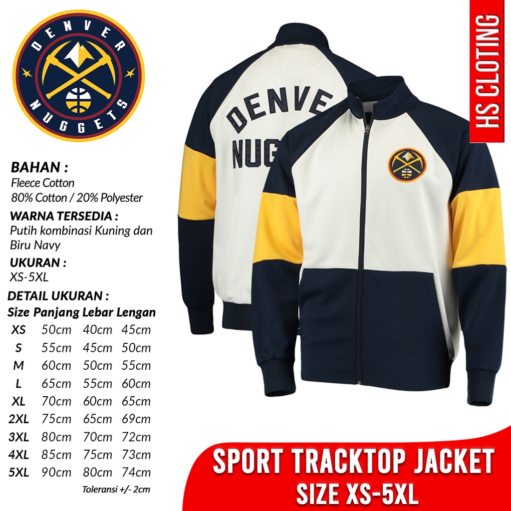 Jaket XS-5XL DENVER NUGGETS Tracktop Jacket NBA Basketball Team Western Conference Bahan Katun Fleec