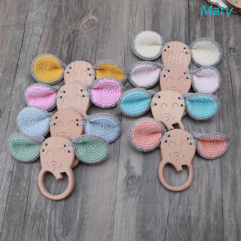 Mary 1PC Mainan Rattle Teether Bahan Kayu Beech BPA Free Untuk Bayi