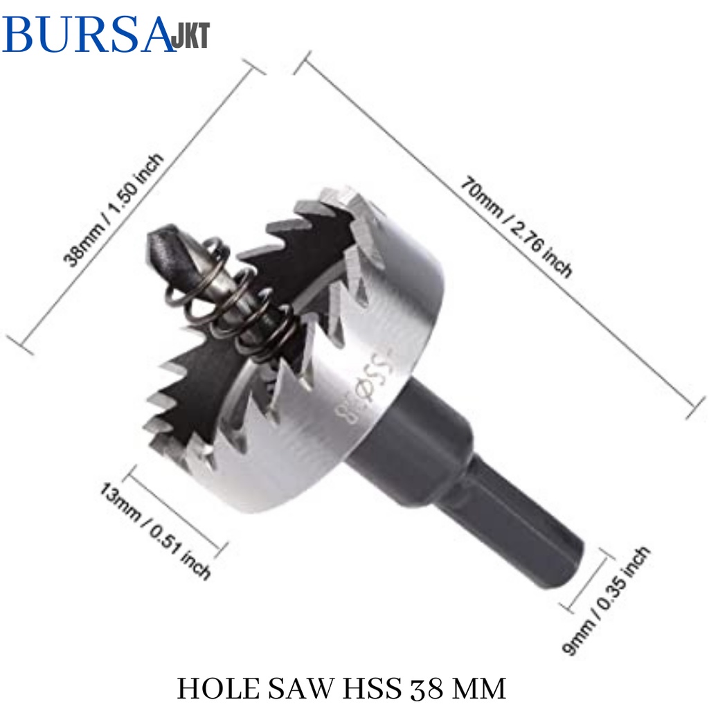 MATA BOR HOLE SAW STAINLESS STEEL PELUBANG BESI PLATE METAL DRILLING LOGAM 38 MM