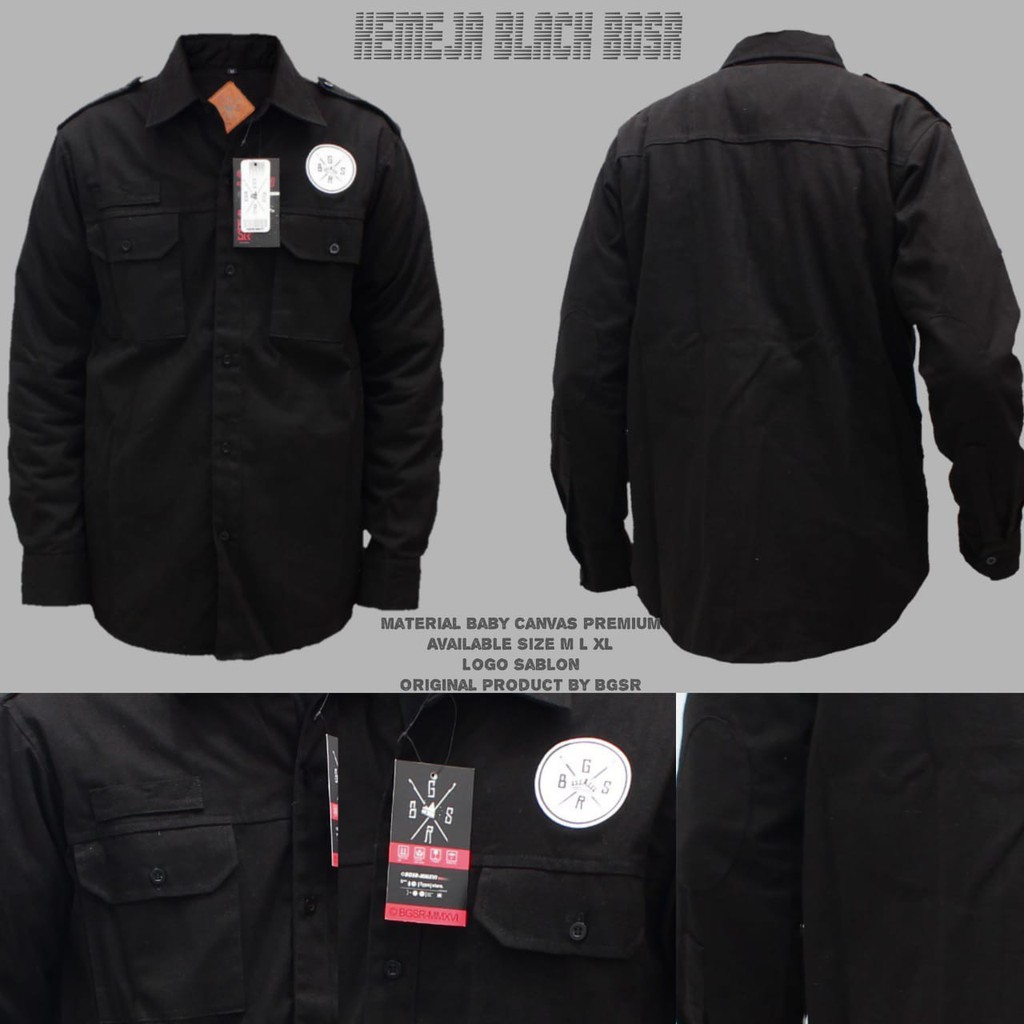 Kemeja Tactikal Kanvas BGSR Original - Hitam