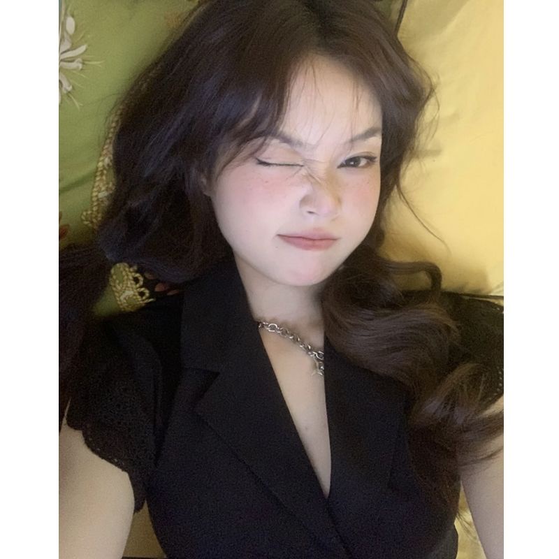 Amerika retro renda drop bahu lengan pinggang berongga cherry bordir hot girl suit jaket tas hip rok setelan perempuan