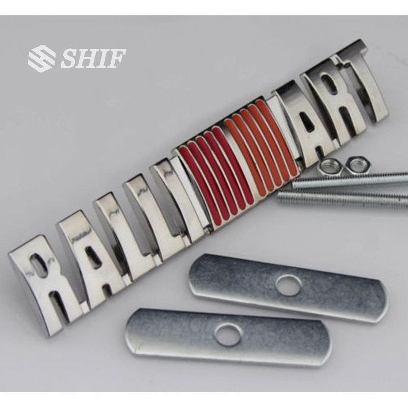 Stiker Emblem / Badge RALLIART Bahan Metal Untuk Grill Depan Mobil Mitsubishi