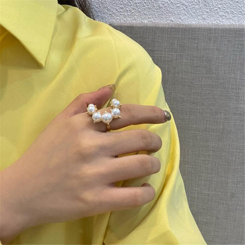 Wonder Pearl Rings Adjustable Wanita Gadis Perhiasan Pernikahan Multi Manik-Manik