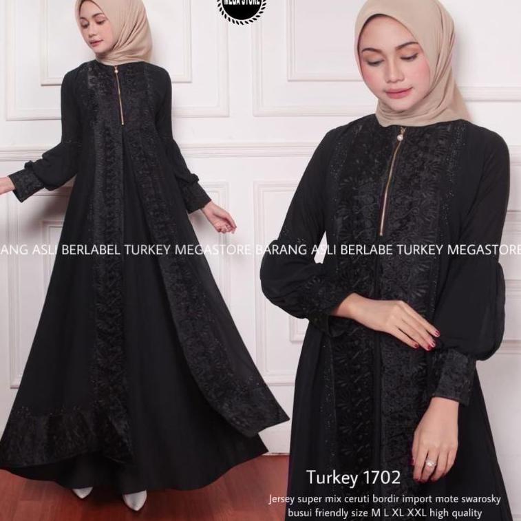 [PRODUK VW67D] BAJU GAMIS TURKEY ABAYA BORDIR ORIGINAL JUBAH WANITA JUMBO DRESS PESTA MEWAH BUSUI AB