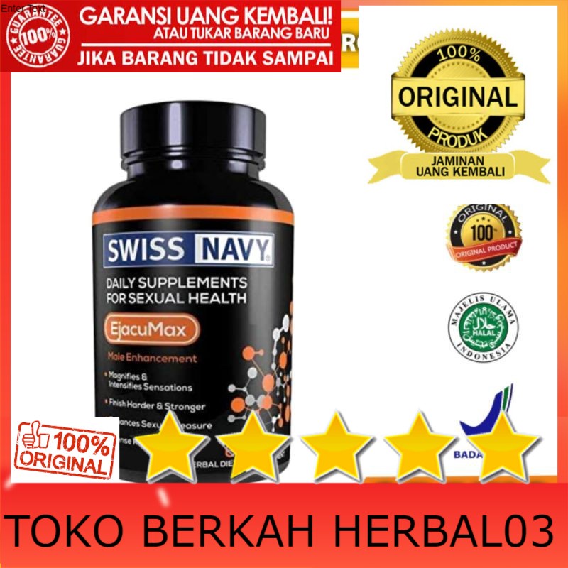100% ASLI Swiss Navy Ejacumax Original 60 Caps 100% Herbal