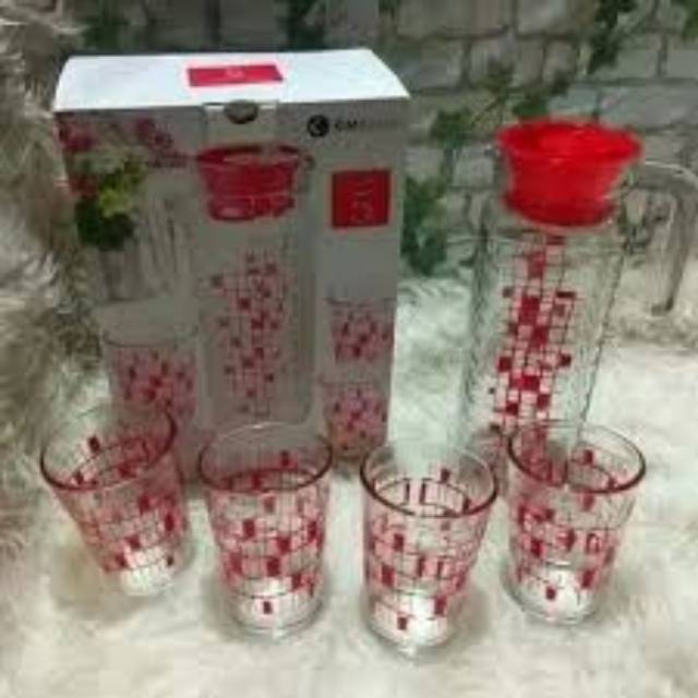 Kimglass Pitcher sets / Set Teko Gelas Kim Glass 5pcs Hijau