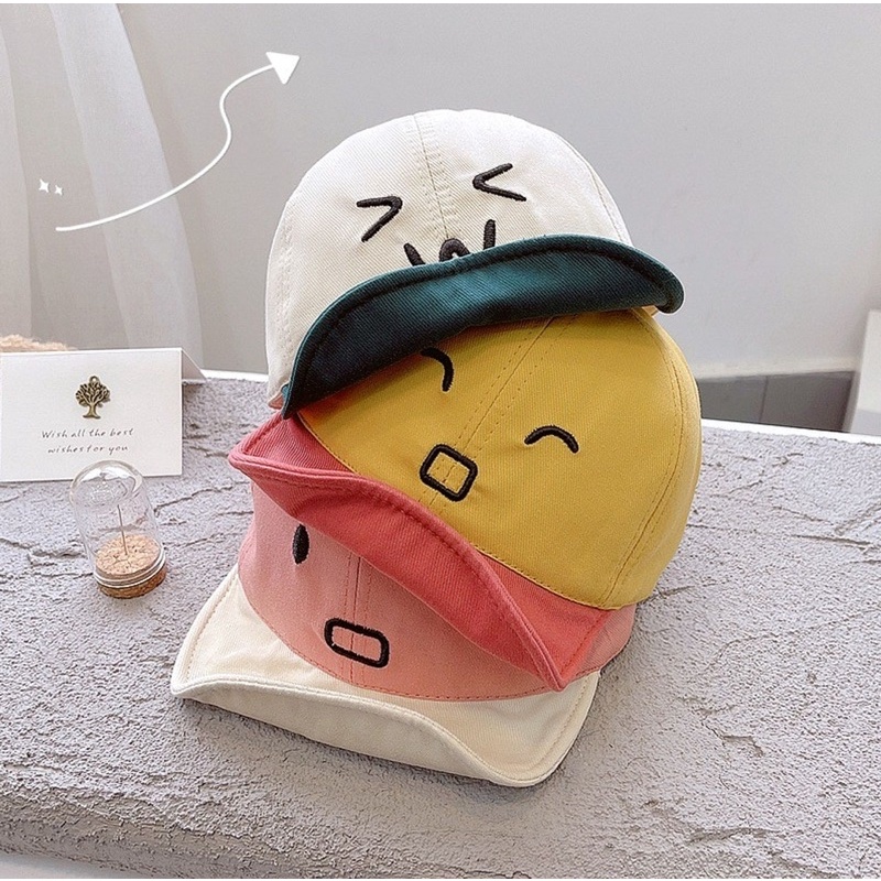 Topi Lokal Anak Bayi Laki Laki Perempuan Model Emoticon Lingkar 47 48 49-1