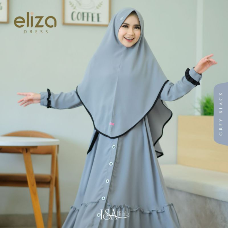 READY ELIZA DRESS BY ISA HIJAB CHOCO LILAC GREY BLACK DRESS ONLY DRESS LEBARAN TERBARU GAMIS BRANDED