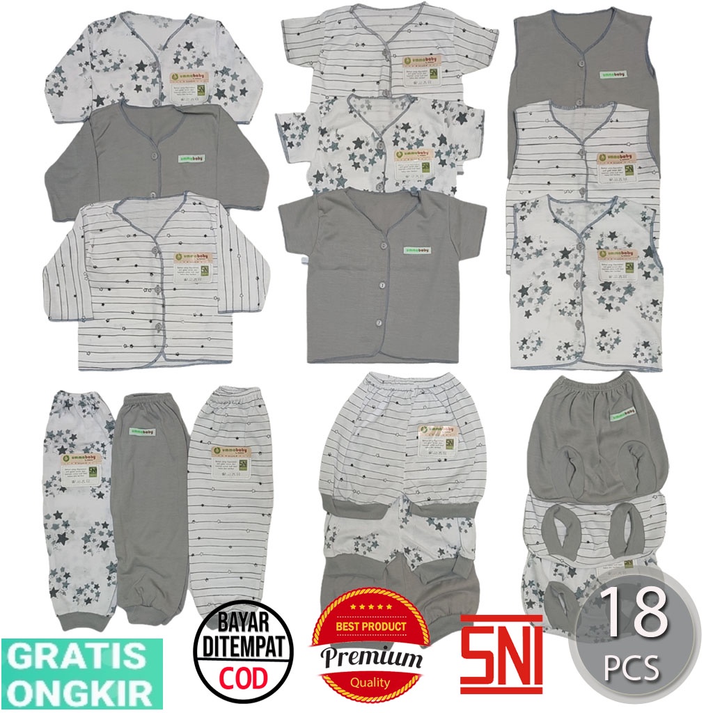 18 Pcs PAKET LAHIRAN SETELAN BAJU BAYI CELANA BAYI BARU LAHIR GIFT SET BABY NEWBORN SNI LENGKAP LAKI PEREMPUAN MURAH