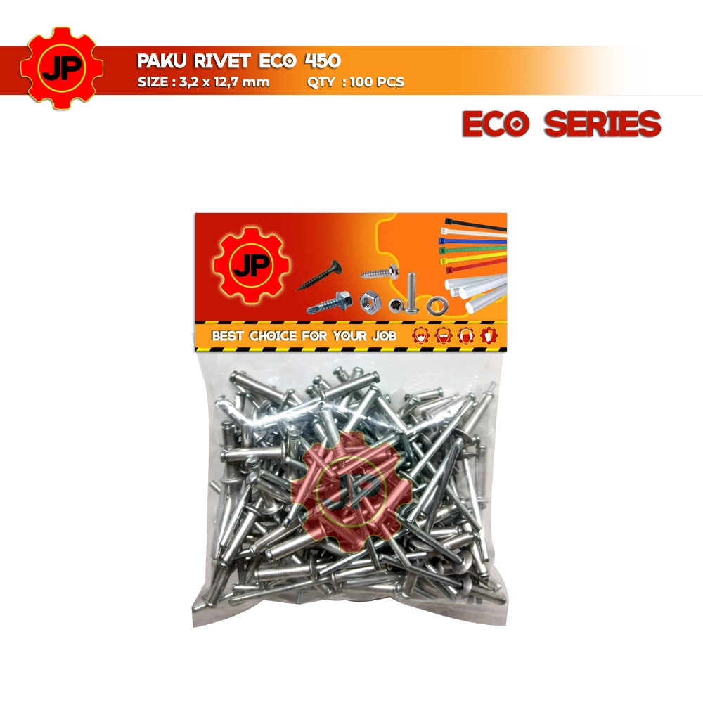 PAKU RIVET ECO 450 100 PCS 3.2 x 12.7 MM BLIND RIFET TEMBAK ALUMINIUM