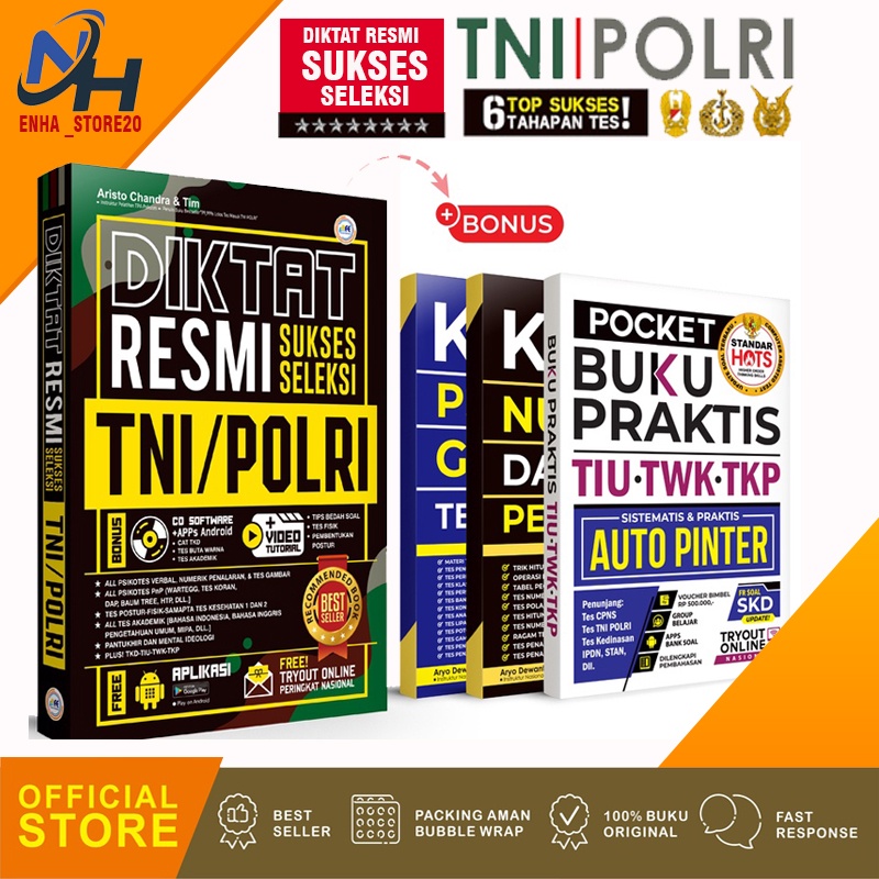 BUKU TNI POLRI 2022-2023 DIKTAT RESMI SUKSES SELEKSI TNI POLRI FREE CD + BONUS KITAB PSIKOTES GAMBAR