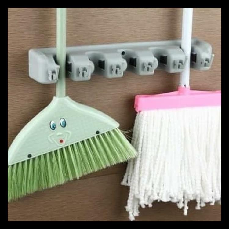 Hot Product Gantungan Sapu Dan Kain Pel 5 Slot - Magic Holder Broom And Mop Hanger Keren