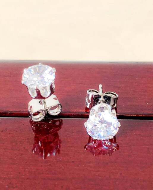 Anting Stud Mata Swarovski Silver