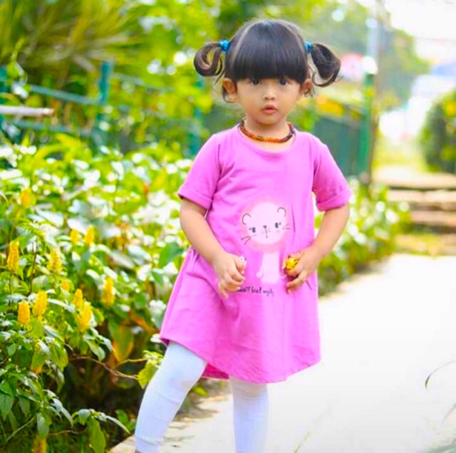 Oval dress smile . Dress anak usia 1-5 tahun bahan kaos dress smilee nablfashion