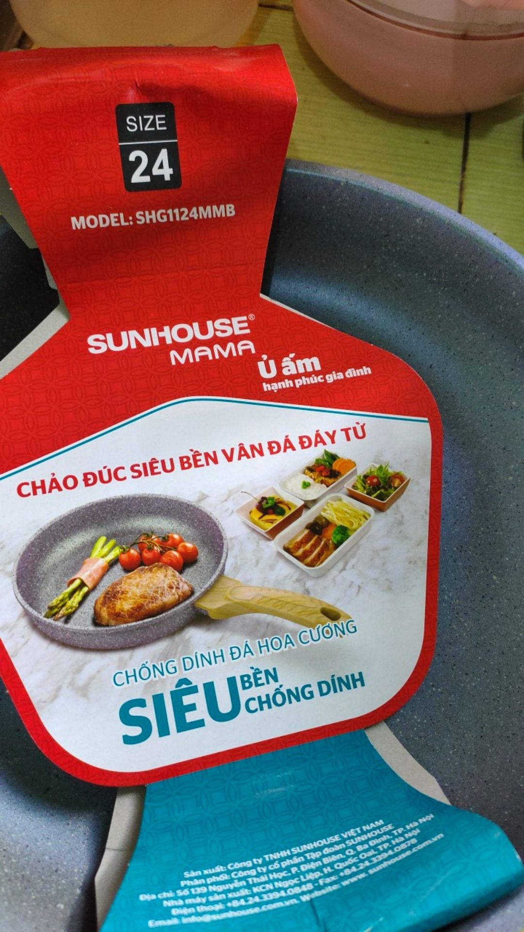 Sunhouse Frypan Marble Anti Lengket Silver 24 Cm (shg1124mmb)