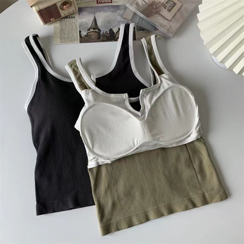 【 Bra Mall 】BM-286 Tank Top Bra Kamisol Comfortable Crop Top V-Neck Fashion Cami Top Women