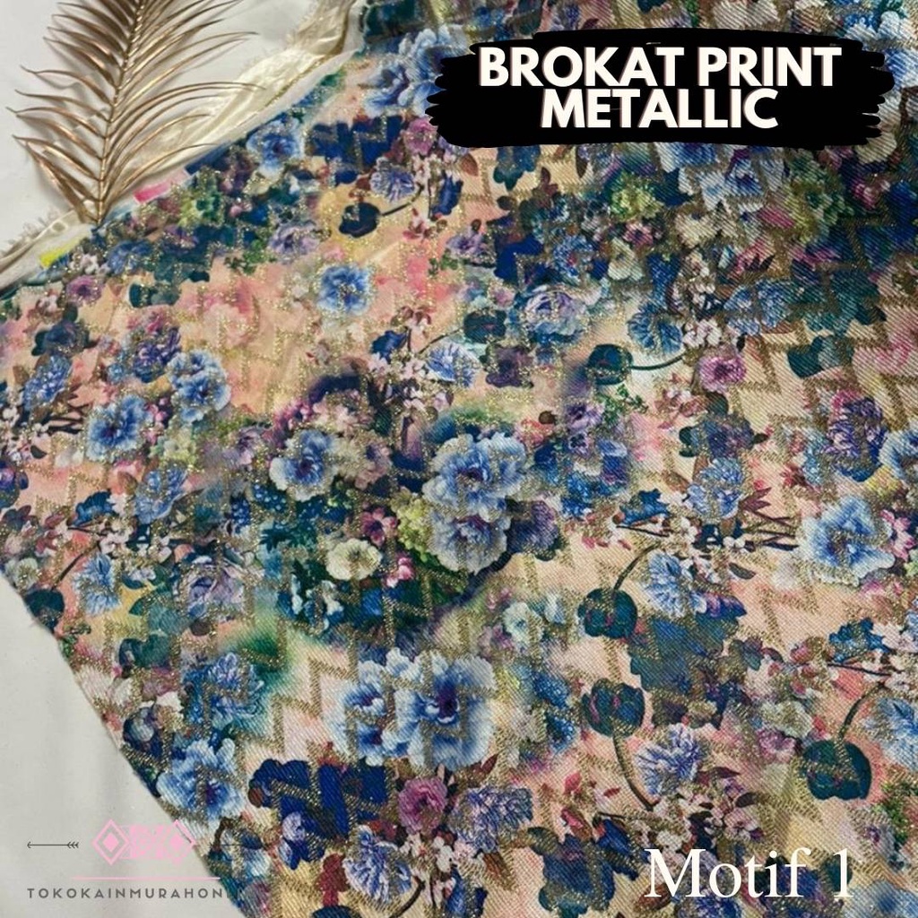 Jual Kain Brokat Bonding Shimmer Metallic Glitter Print Mewah Impor Motif Murah Kualitas