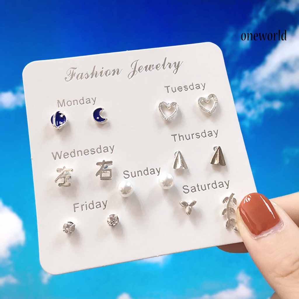 OW# Ear Stud Earring Week Theme Fashion Jewelry Cute Alloy Star Earring for Party