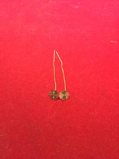 Anting anak dan dewasa emas asli kadar 700 70% 22 0.5 0,5 setengah g gr gram gold ubs panjang tali bulat