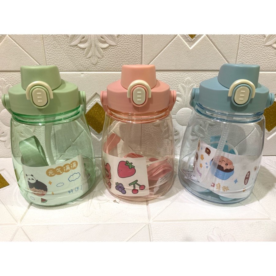 ❤️ SUHU ❤️ BOTOL MINUM 2 LITER 2000ML GEMOY 1.3 LITER 1300ML STICKER 3D MOTIVASI VIRAL GRADIASI PASTEL PENANDA WAKTU QUITFIT