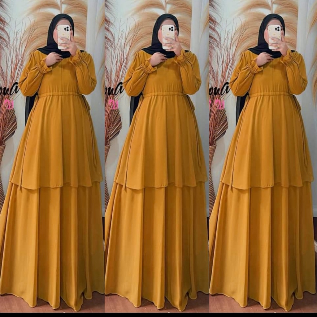 serena maxi gamis malasya ceruty bebydoll/gamis ceruty bebydoll susun/ gamis ceruty bebydoll terbaru