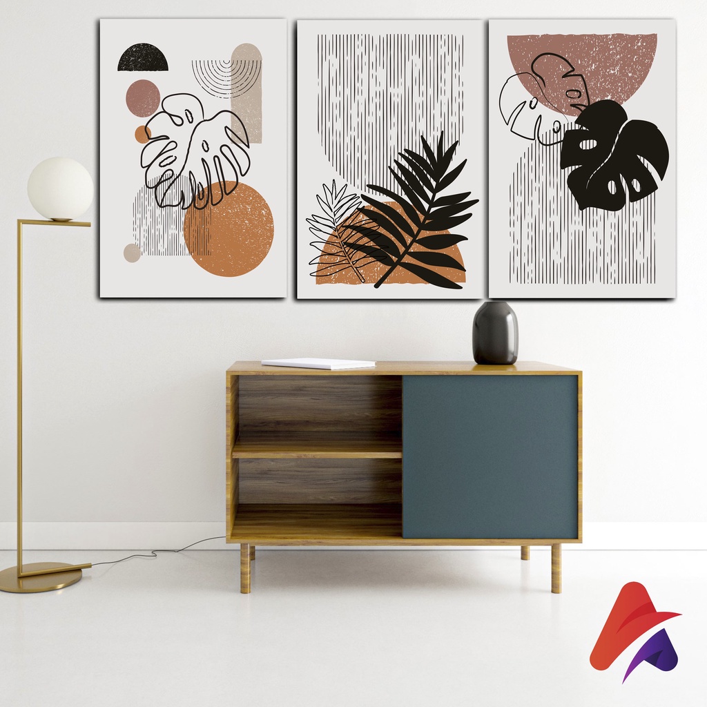 HIASAN DINDING ABSTRAK HIASAN KAMAR ABSTRAK MONSTERA WALLDECOR PAJANGAN POSTER KAYU ABSTRAK