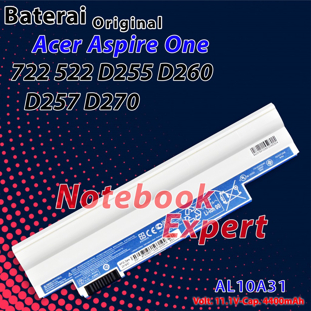 Baterai Original Acer Aspire One Happy Happy2 D255 D260 - White