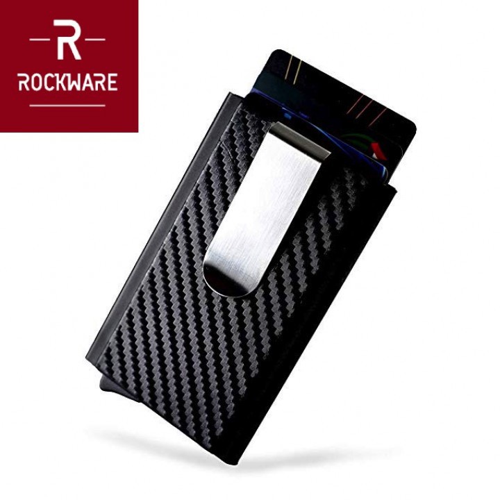 ROCKWARE Automatic Pop Up Card Holder with RFID Blocker and Money Clip