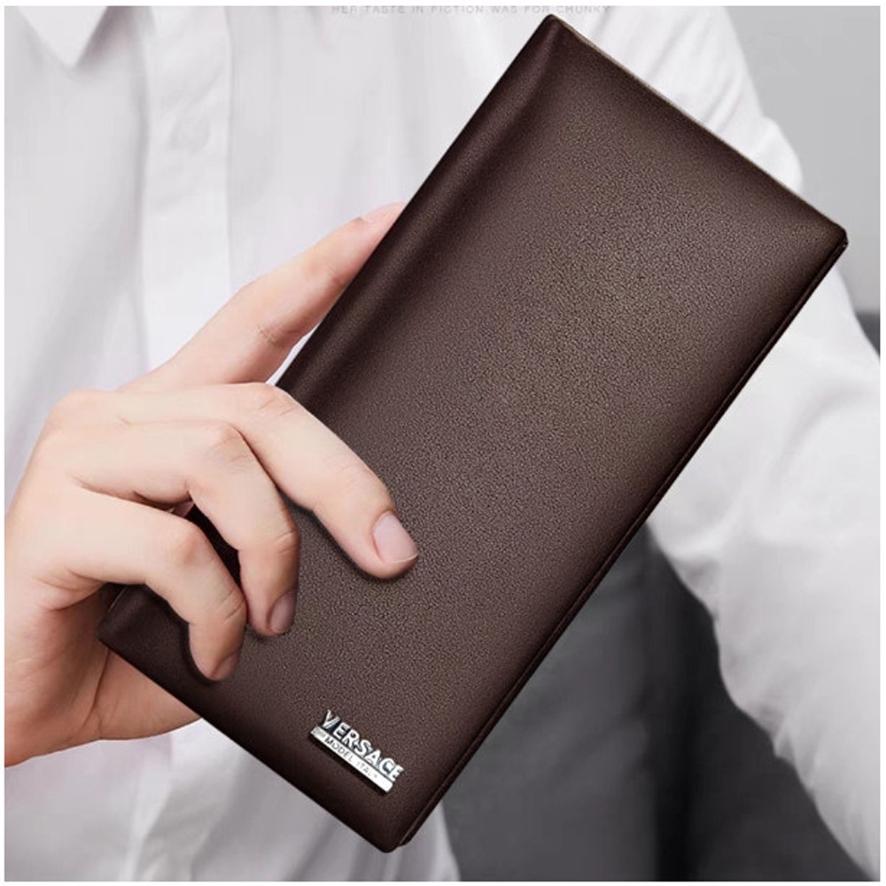 SHOPEE 6.6 SUPER SALE!! Men Wallet V900 Dompet Panjang Pria Lipat Dua Dompet Panjang Kulit Pria dan Wanita Berkualitas + Bonus Box