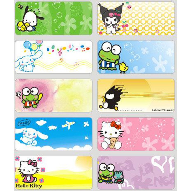 

TERLARIS!! Sanrio Sticker MEDIUM Name Label. Stiker karakter Kitty Melody Monkichi Pochacco lucu