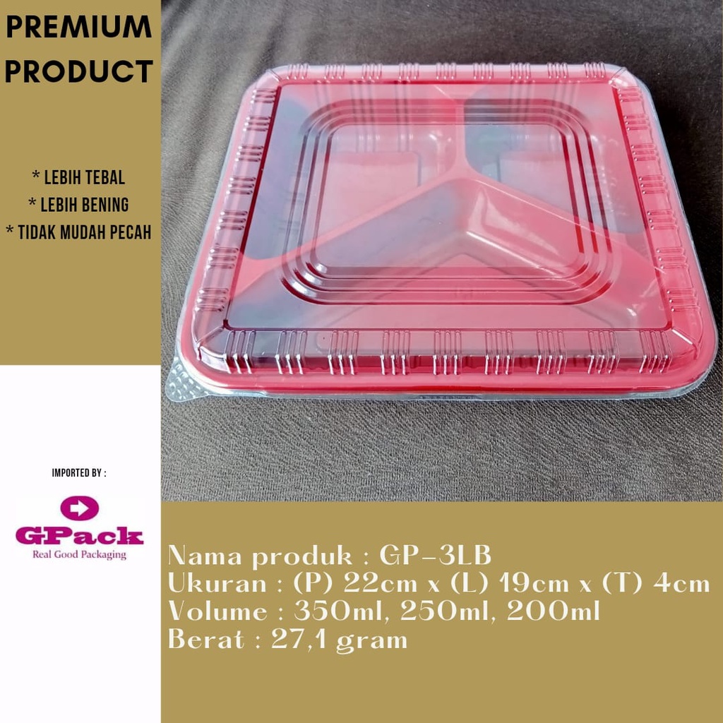 LUNCH BOX 3 SEKAT/BENTO BOX 3 SEKAT/MIKA BENTO 3 SEKAT (GP-3LB)
