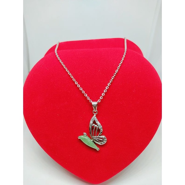 KALUNG PERAK ASLI 925 LAPIS EMAS/KALUNG RANTAI + LIONTIN CAMPUR MATA PUTIH COR/ASLI SILVER/PERHIASAN FASHION