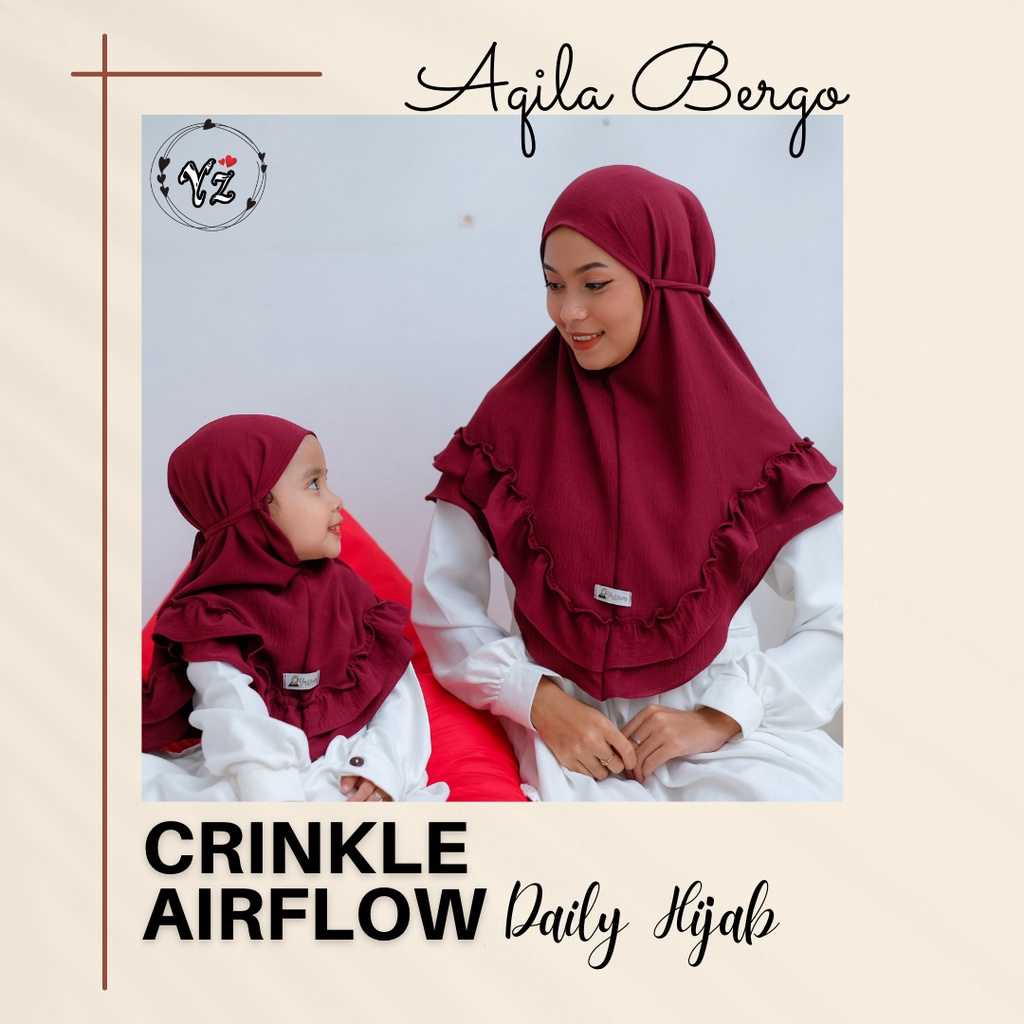 aqila bergo crinkle airflow daily hijab couple ibu dan anak