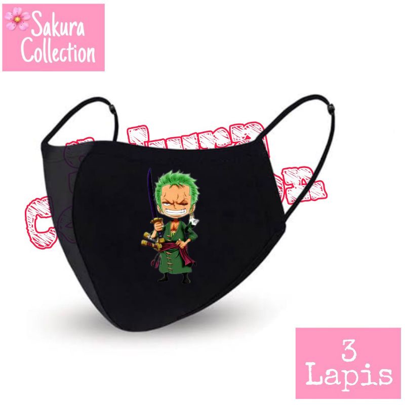 Masker Kain 3 Lapis - Anime One Piece Zoro