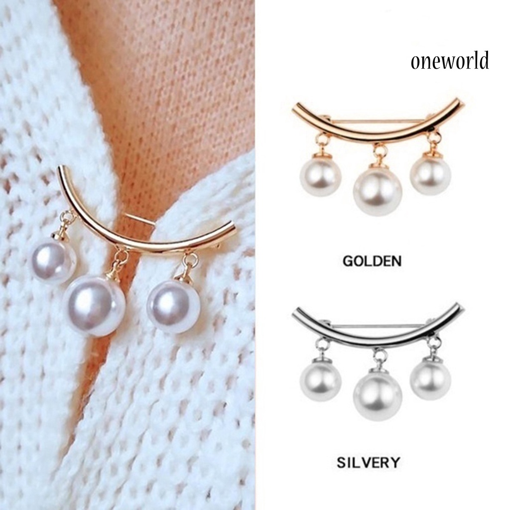 OW@ 2Pcs Brooch Stylish Elegant Faux Pearl Fashion Vintage Brooch for Wedding