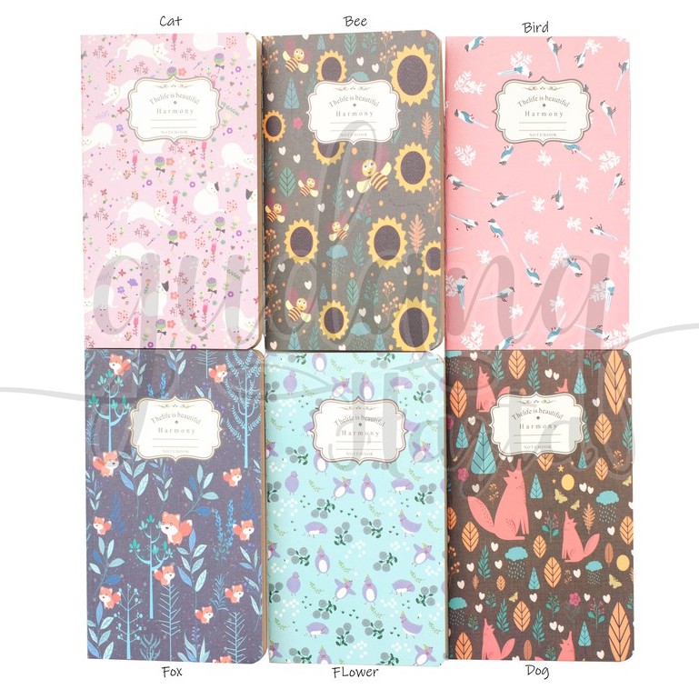 Notebook Vintage Animal and Plant Kertas Coklat Dog Fox Cat Kucing Unik Buku Notes GH 308012