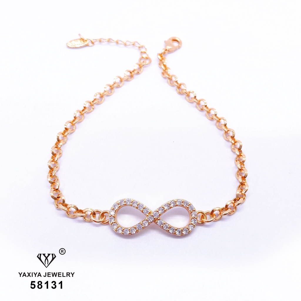 Yaxiya Gelang Wanita Korea Infinity Perhiasan Lapis Emas 18k 544-1