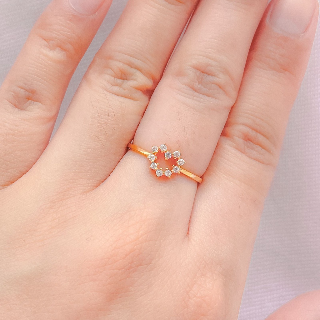 Cincin anak dan dewasa emas asli kadar 700 70% 16k model love bulat permata kilat simple heart 1 gram ringan HWT