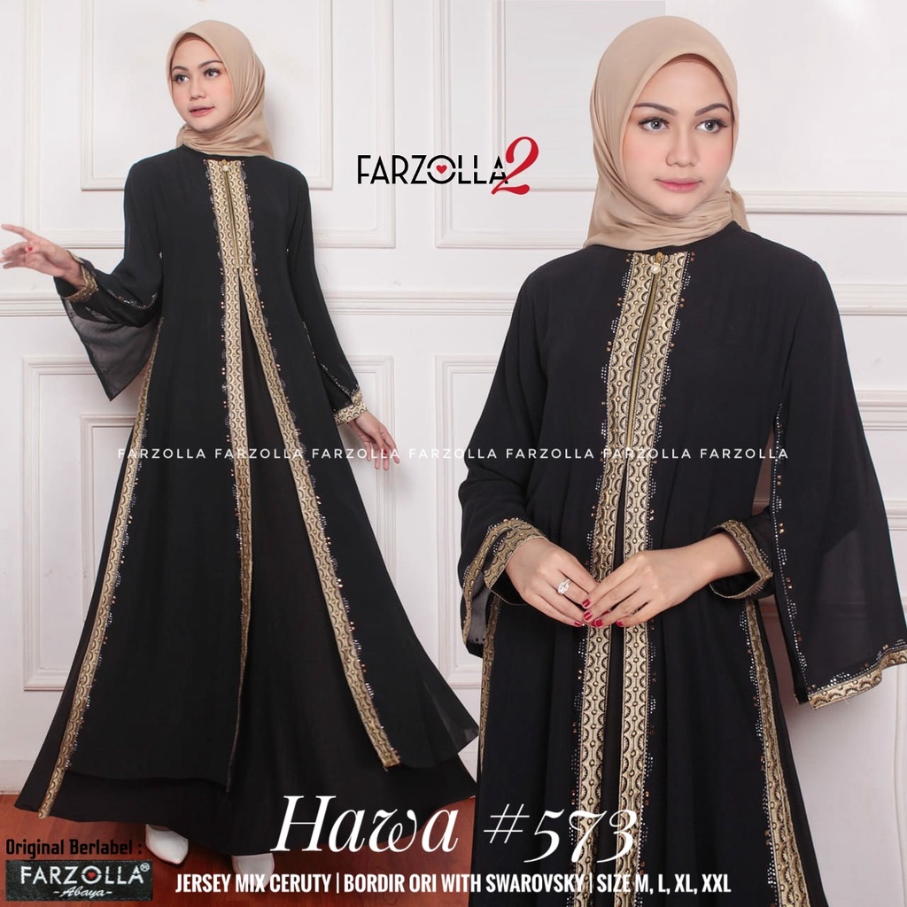 Solo / Gamis Abaya Arab Original By Farzola, Baju Wanita Abaya Arab Jetblack Premium, Pakaian Muslim