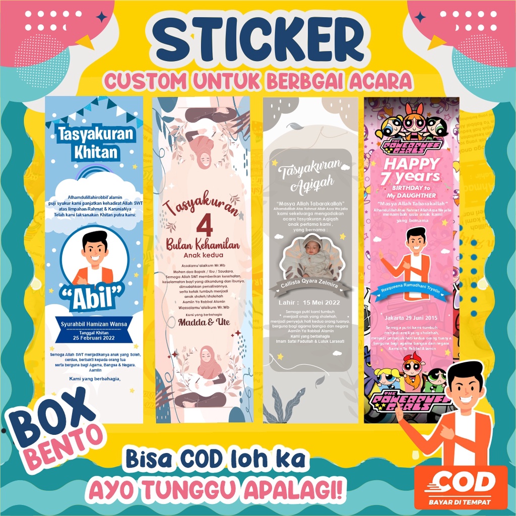 

Stiker BENTO Syukuran CUSTOM Free Desain | Paper Belt Bento